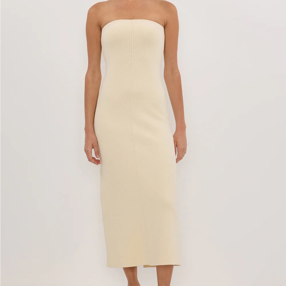 DISSH OWEN CREAM CREPE BANDEAU DRESS